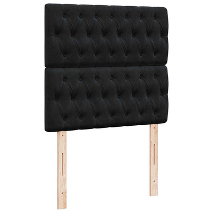 Struttura Letto Pouf con Materassi Nero 100x200 cm Velluto