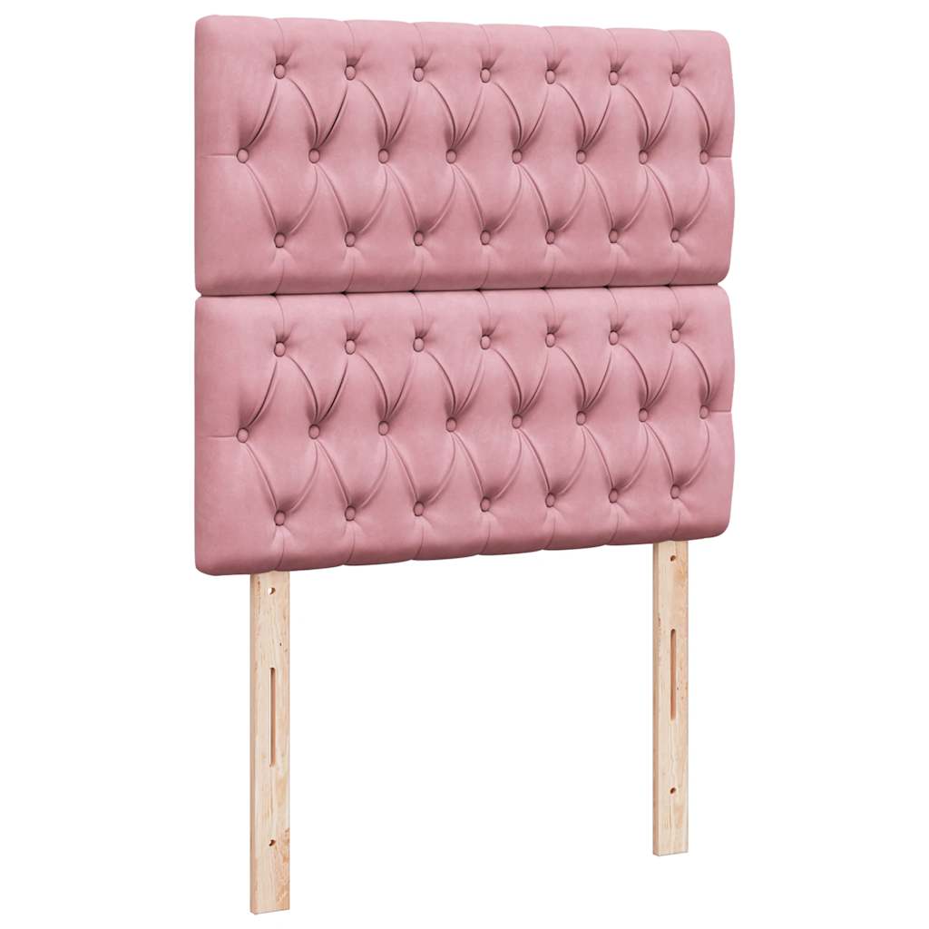 Struttura Letto Pouf con Materassi Rosa 100x200 cm Velluto