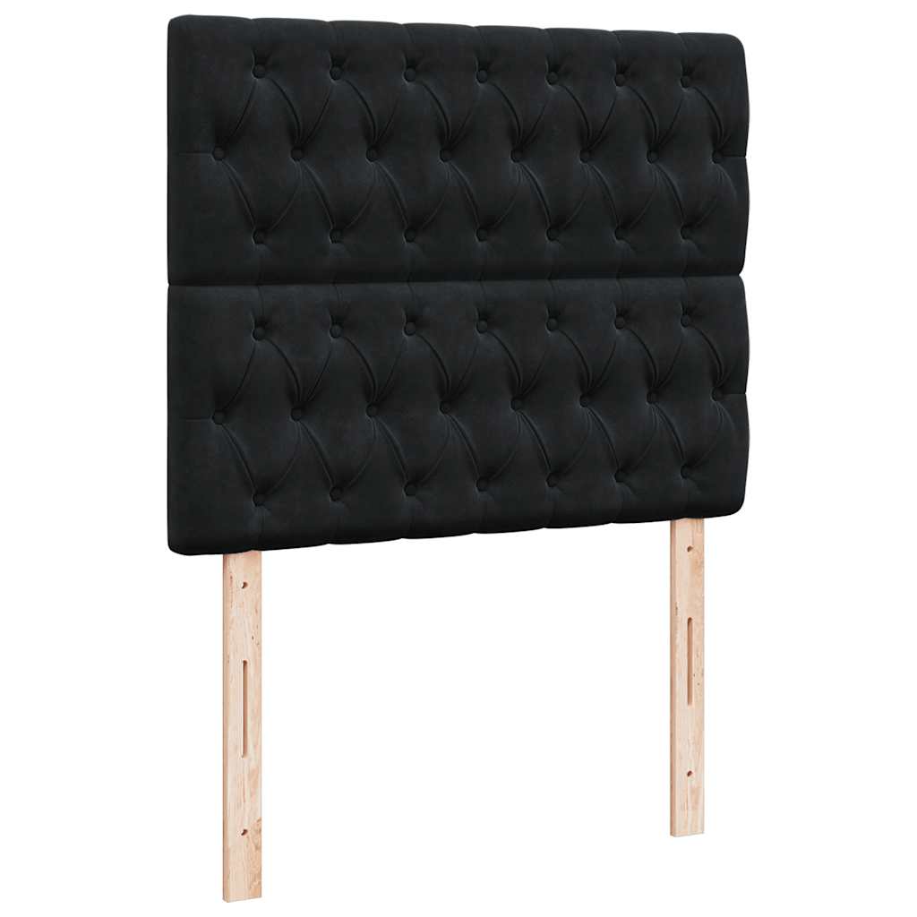 Struttura Letto Pouf con Materassi Nero 120x190 cm Velluto