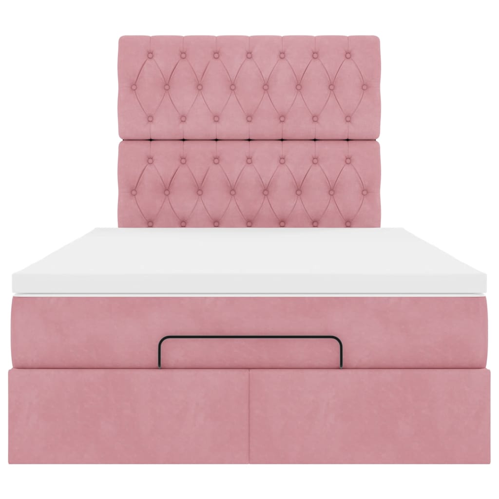 Struttura Letto Pouf con Materassi Rosa 120x190 cm Velluto