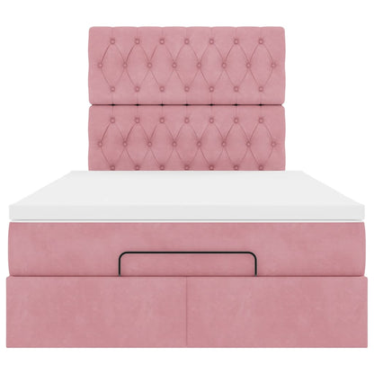 Struttura Letto Pouf con Materassi Rosa 120x190 cm Velluto