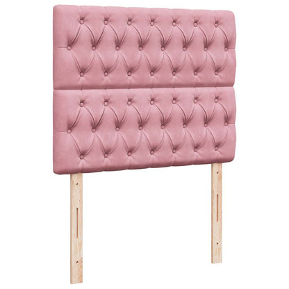 Struttura Letto Pouf con Materassi Rosa 120x190 cm Velluto