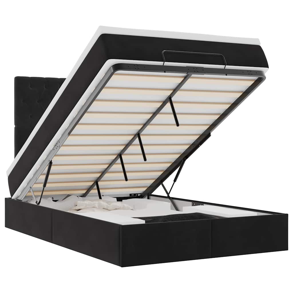 Struttura Letto Pouf con Materassi Nero 120x200 cm Velluto - homemem39