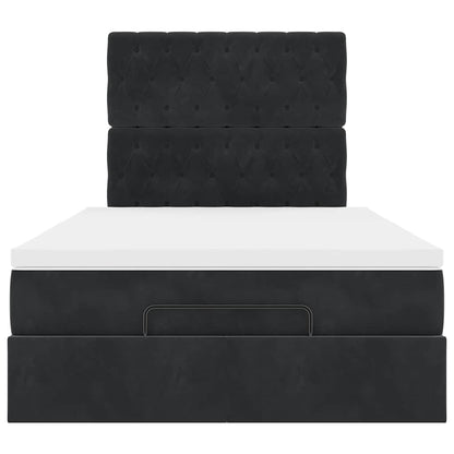 Struttura Letto Pouf con Materassi Nero 120x200 cm Velluto - homemem39