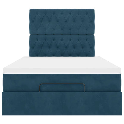 Struttura Letto Pouf con Materassi Blu Scuro 120x200 cm Velluto | homemem39
