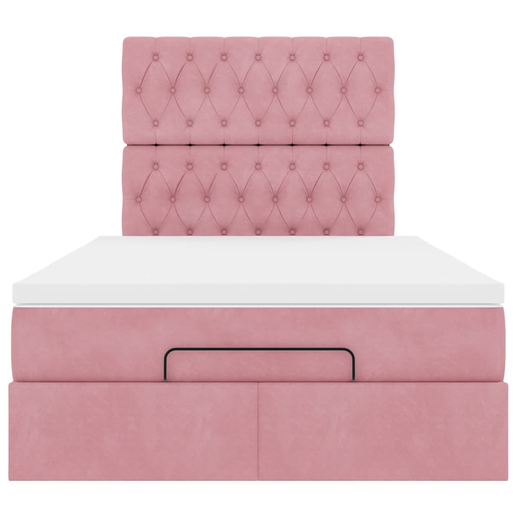 Struttura Letto Pouf con Materasso Rosa 120x200 cm Velluto | homemem39