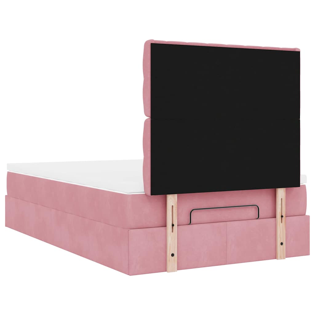 Struttura Letto Pouf con Materasso Rosa 120x200 cm Velluto | homemem39