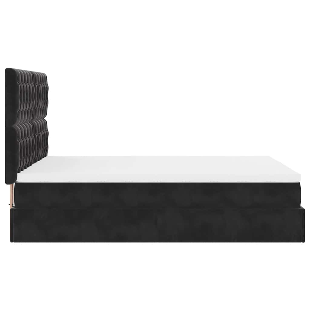 Struttura Letto Pouf con Materassi Nero 140x190 cm in Velluto