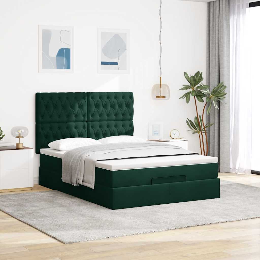 Struttura Letto Pouf con Materassi 140x190 cm in Velluto | homemem39
