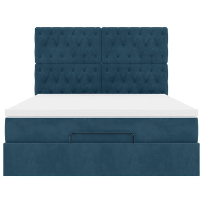 Struttura Letto Pouf con Materassi 140x190 cm in Velluto