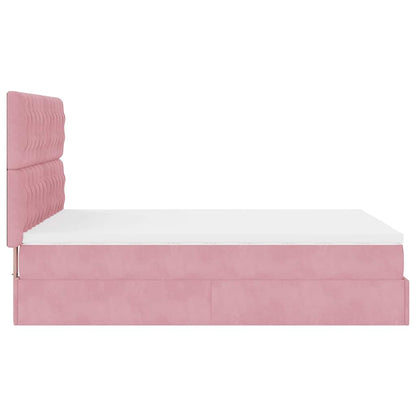 Struttura Letto Pouf con Materassi Rosa 140x190 cm in Velluto