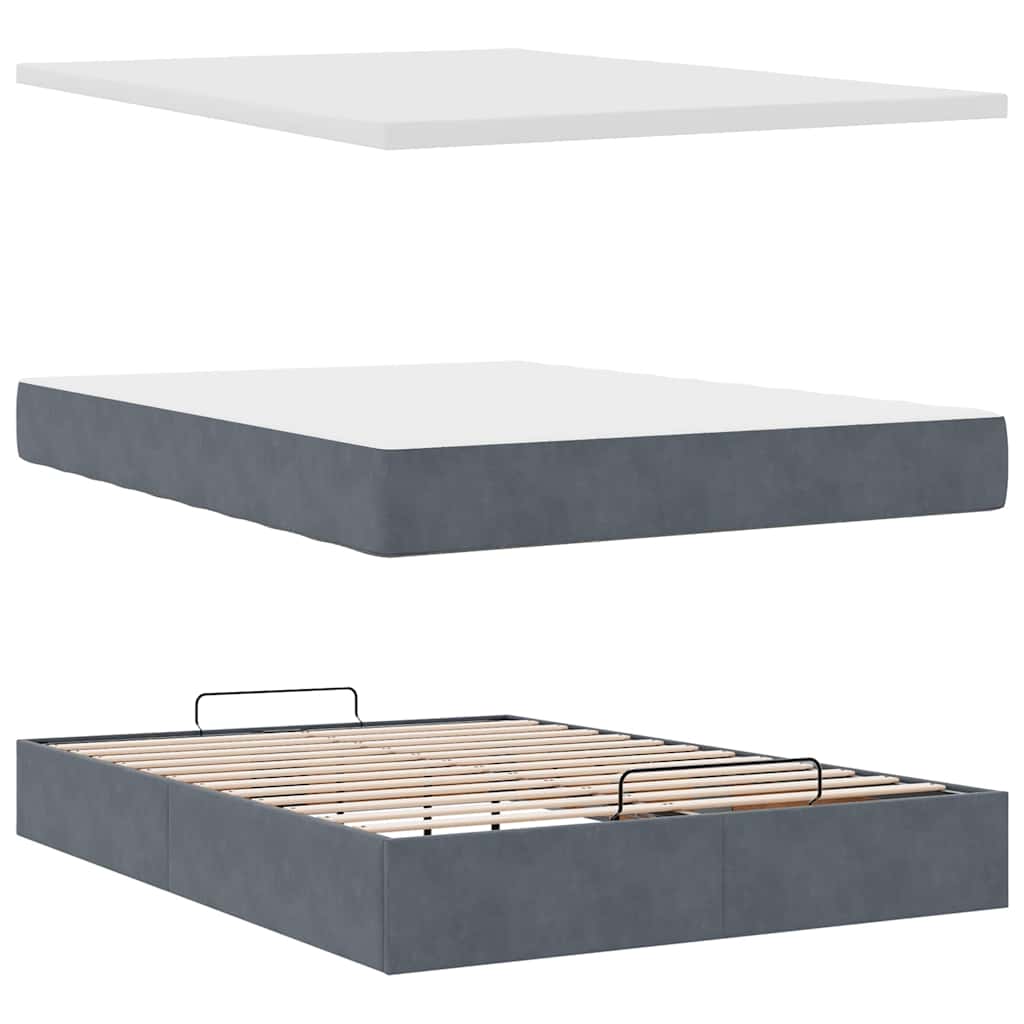 Struttura Letto Pouf con Materassi 140x200 cm in Velluto