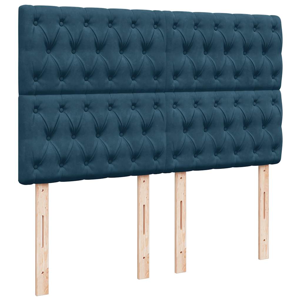 Struttura Letto Pouf con Materassi Blu 140x200cm in Velluto