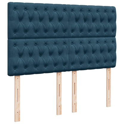 Struttura Letto Pouf con Materassi Blu 140x200cm in Velluto