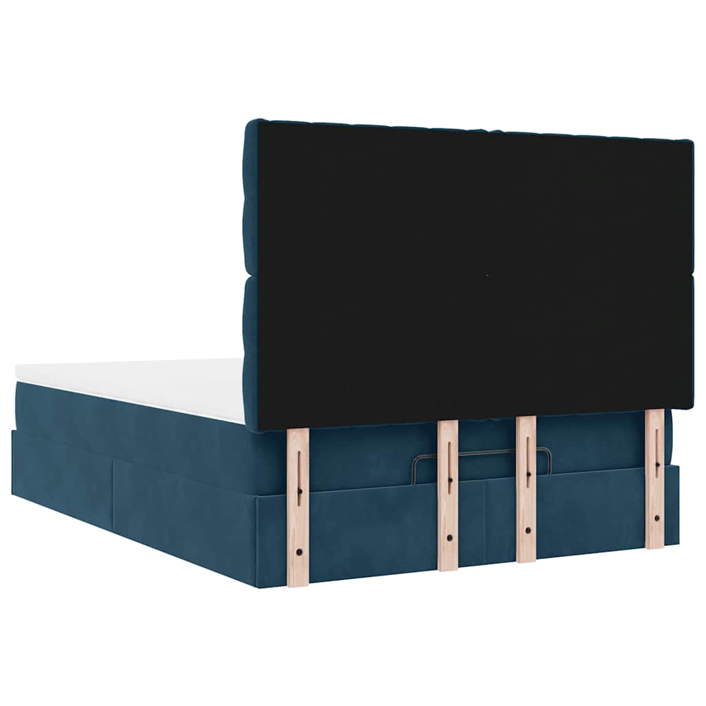 Struttura Letto Pouf con Materassi Blu 140x200cm in Velluto