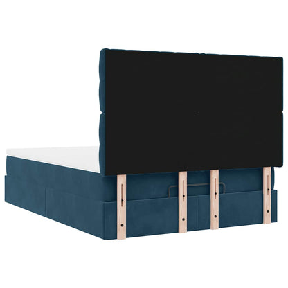 Struttura Letto Pouf con Materassi Blu 140x200cm in Velluto