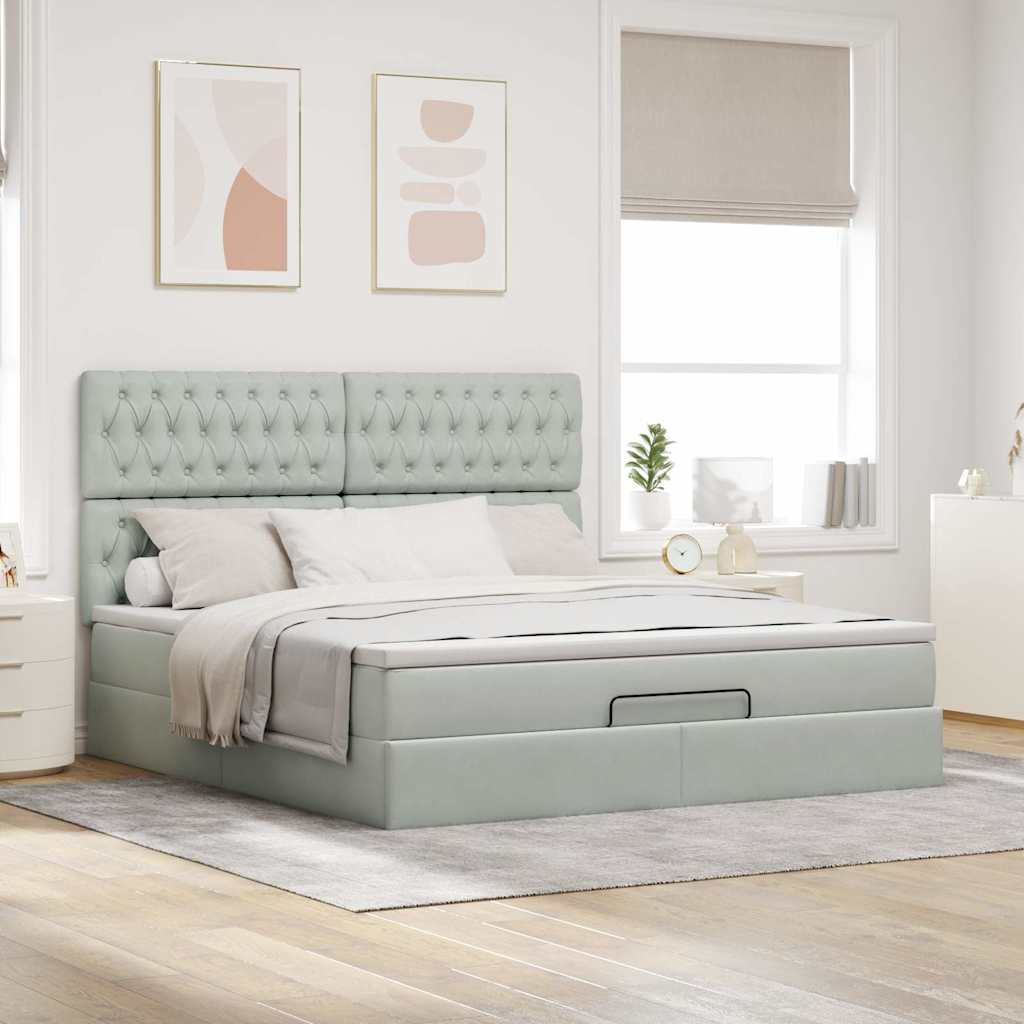 Struttura Letto Pouf con Materassi 160x200 cm in Velluto