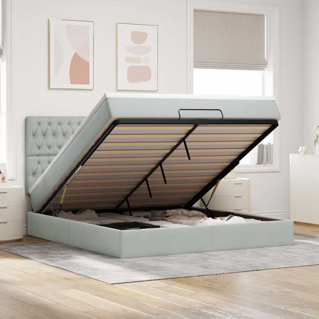 Struttura Letto Pouf con Materassi 160x200 cm in Velluto