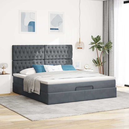 Struttura Letto Pouf con Materassi 160x200 cm in Velluto