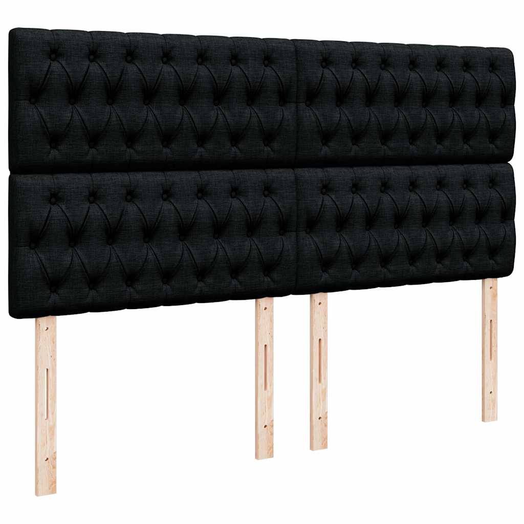 Struttura Letto Pouf con Materassi Nero 160x200 cm in Velluto