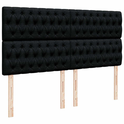 Struttura Letto Pouf con Materassi Nero 160x200 cm in Velluto