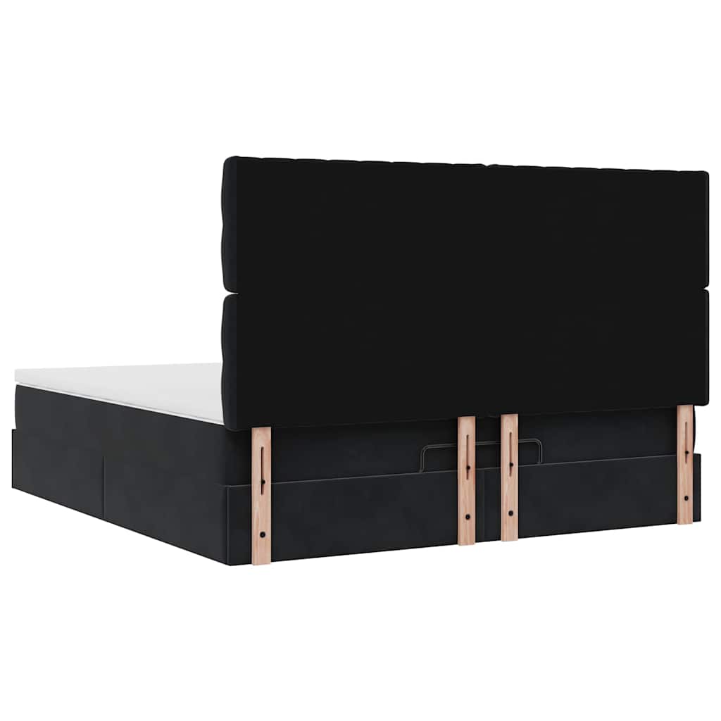 Struttura Letto Pouf con Materassi Nero 160x200 cm in Velluto - homemem39