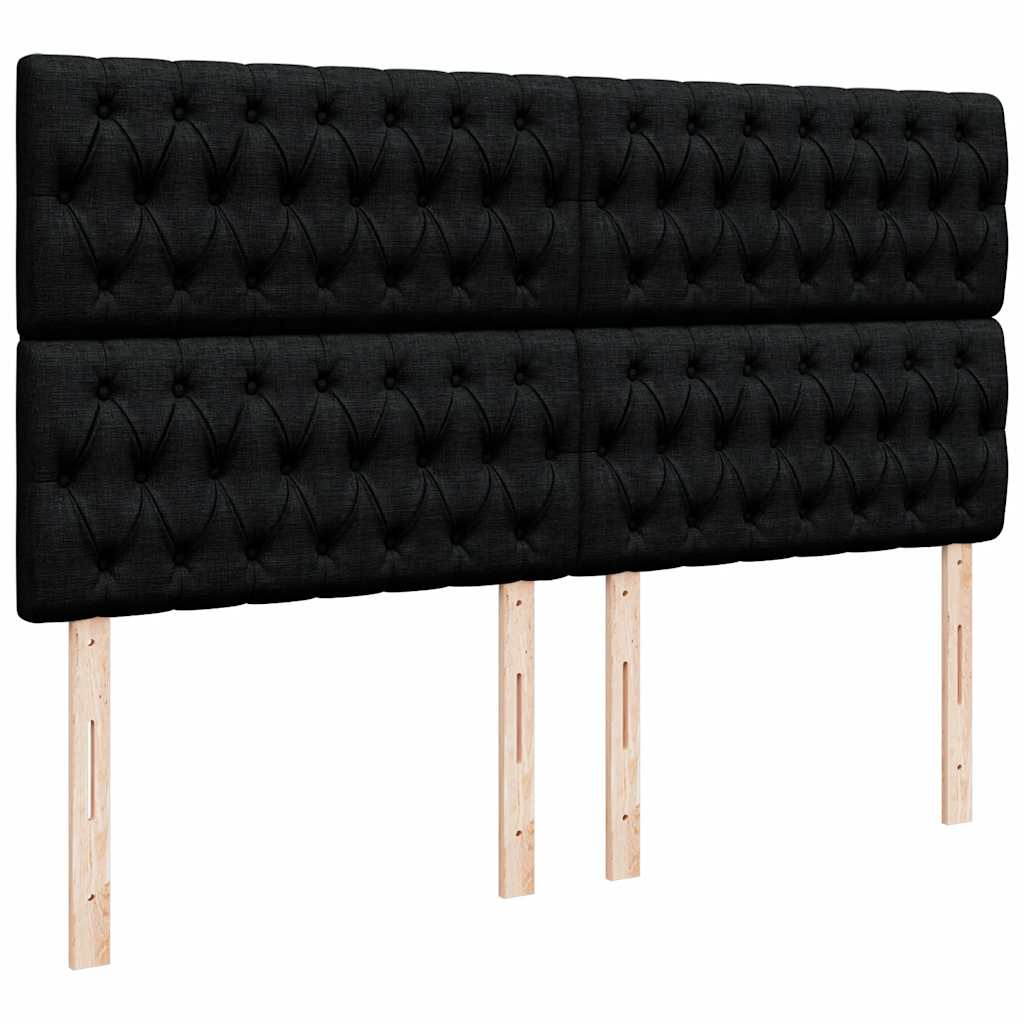 Struttura Letto Pouf con Materassi Nero 180x200 cm in Velluto