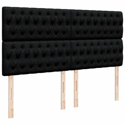 Struttura Letto Pouf con Materassi Nero 180x200 cm in Velluto