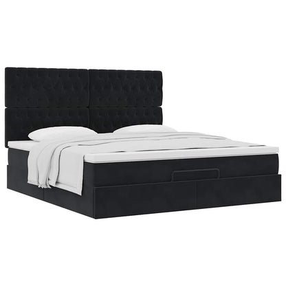 Struttura Letto Pouf con Materassi Nero 180x200 cm in Velluto | homemem39