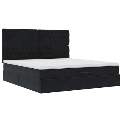 Struttura Letto Pouf con Materassi Nero 180x200 cm in Velluto | homemem39