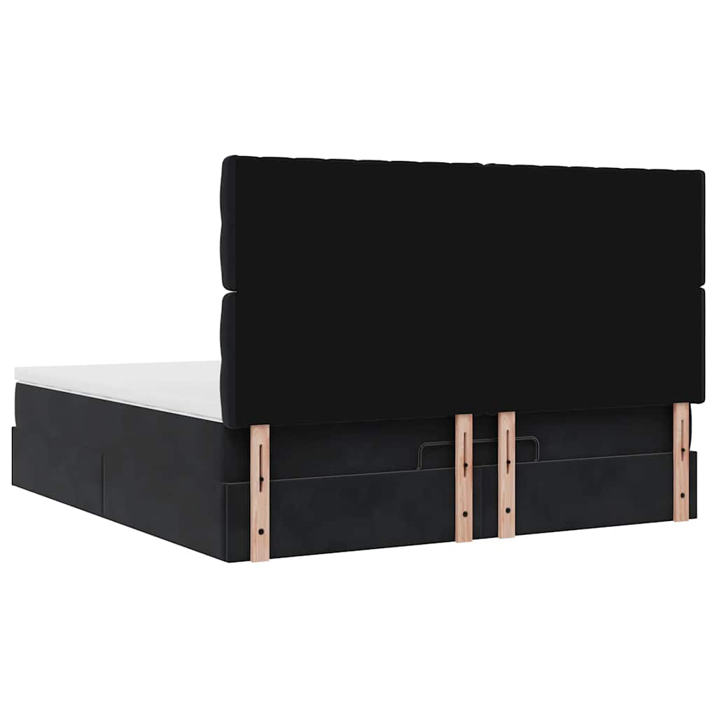 Struttura Letto Pouf con Materassi Nero 180x200 cm in Velluto | homemem39