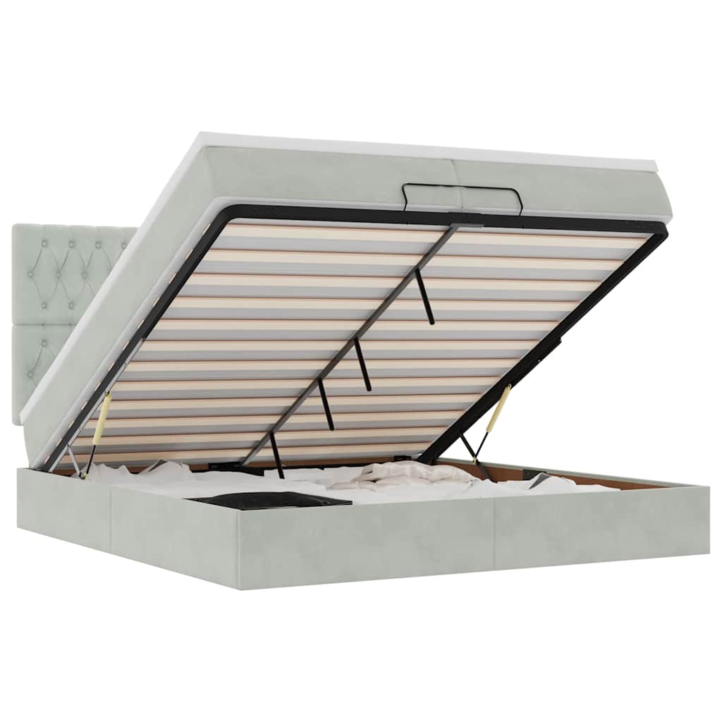 Struttura Letto Pouf con Materassi 200x200 cm Velluto | homemem39
