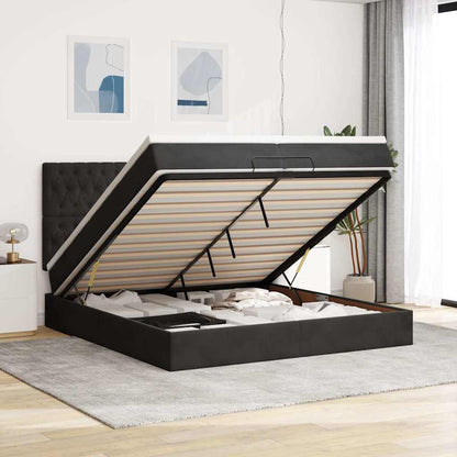 Struttura Letto Pouf con Materassi Nero 200x200 cm Velluto | homemem39