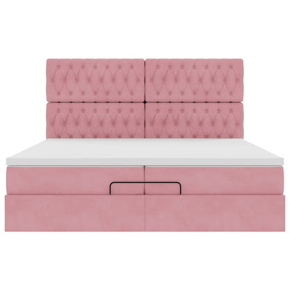 Struttura Letto Pouf con Materassi Rosa 200x200 cm Velluto | homemem39