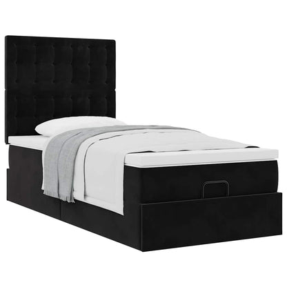 Struttura Letto Pouf con Materassi Nero 80x200 cm in Velluto | homemem39