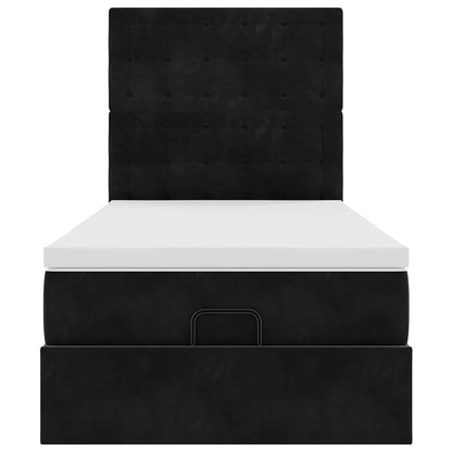Struttura Letto Pouf con Materassi Nero 80x200 cm in Velluto | homemem39