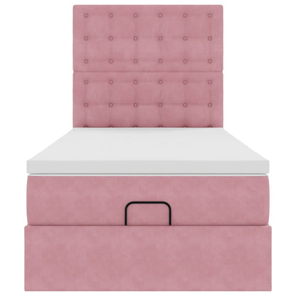 Struttura Letto Pouf con Materassi Rosa 80x200 cm Velluto | homemem39