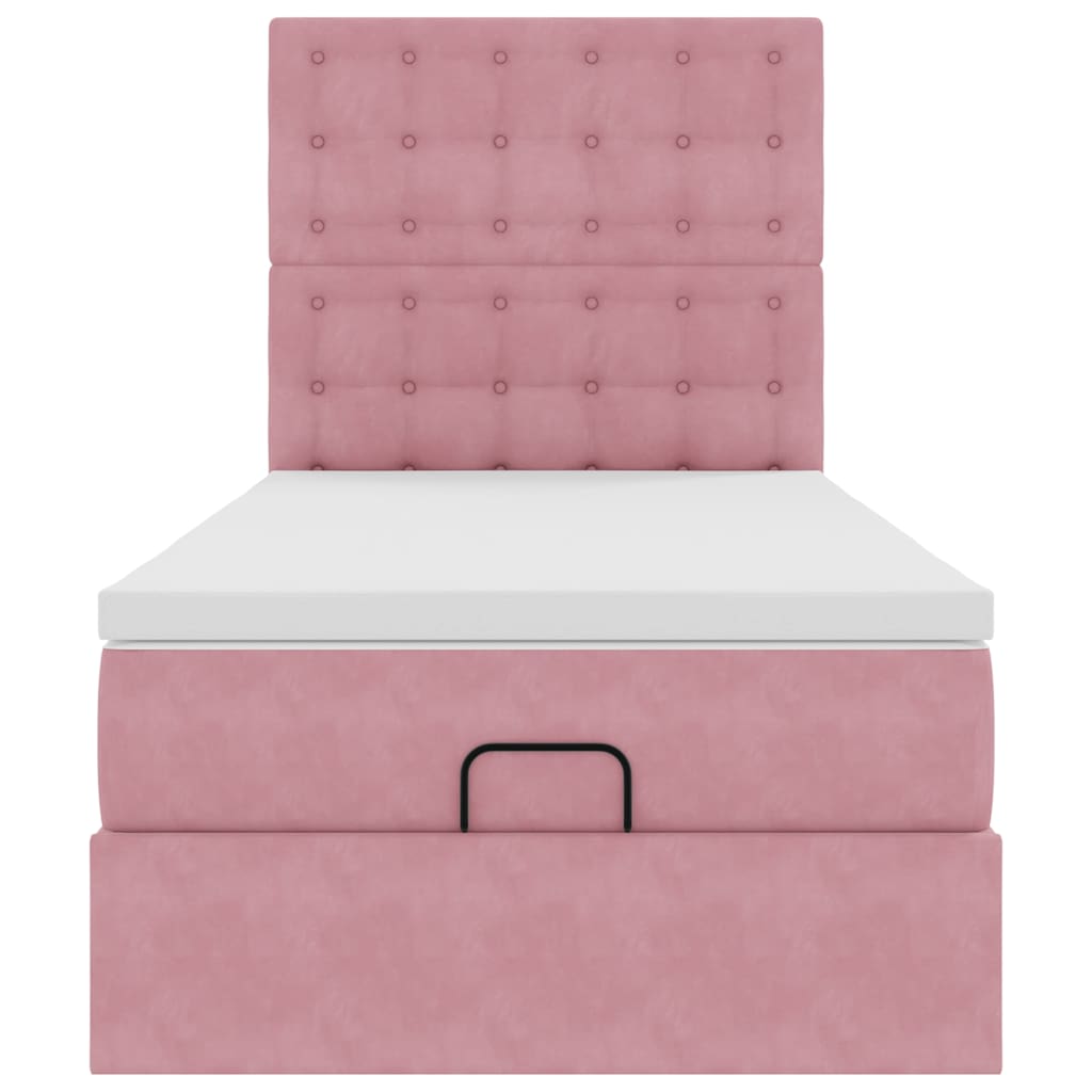 Struttura Letto Pouf con Materassi Rosa 90x200 cm in Velluto - homemem39