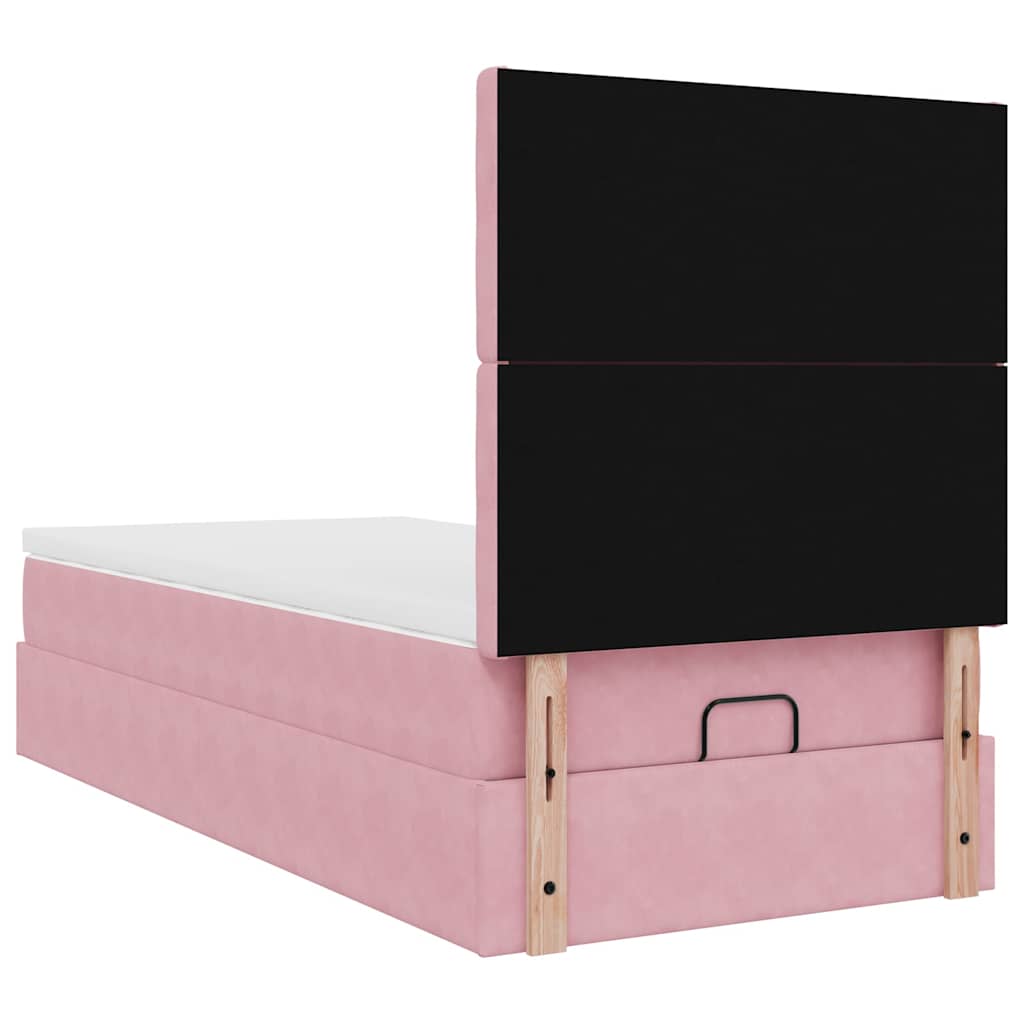 Struttura Letto Pouf con Materassi Rosa 90x200 cm in Velluto - homemem39