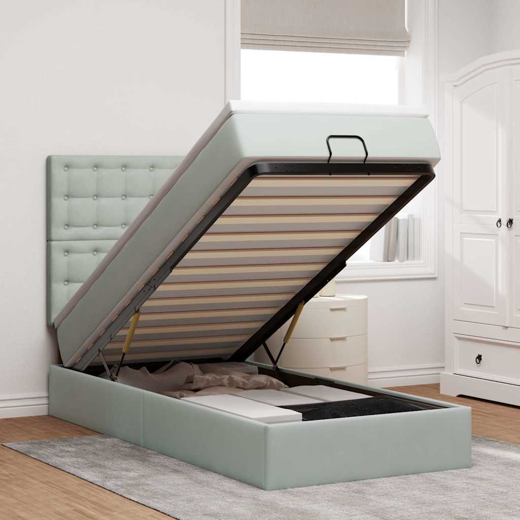 Struttura Letto Pouf con Materassi 100x200 cm Velluto
