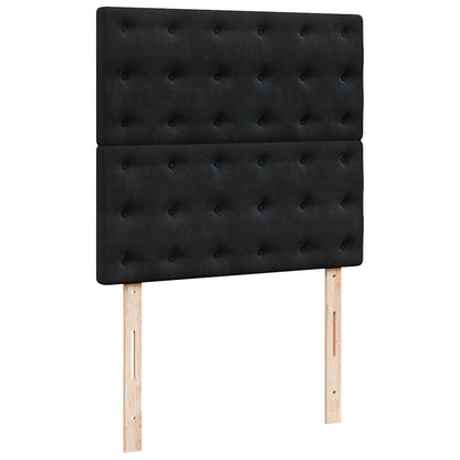 Struttura Letto Pouf con Materassi Nero 100x200 cm Velluto