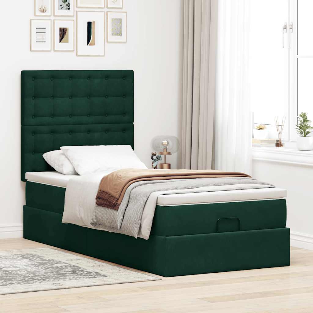 Struttura Letto Pouf con Materassi 100x200 cm Velluto