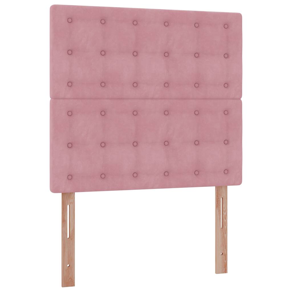 Struttura Letto Pouf con Materassi Rosa 100x200 cm Velluto