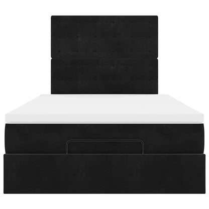 Struttura Letto Pouf con Materassi Nero 120x190 cm Velluto