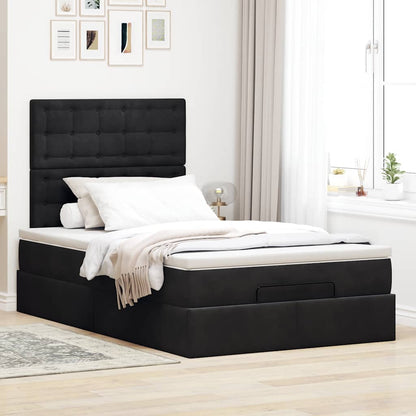 Struttura Letto Pouf con Materassi Nero 120x200 cm Velluto - homemem39