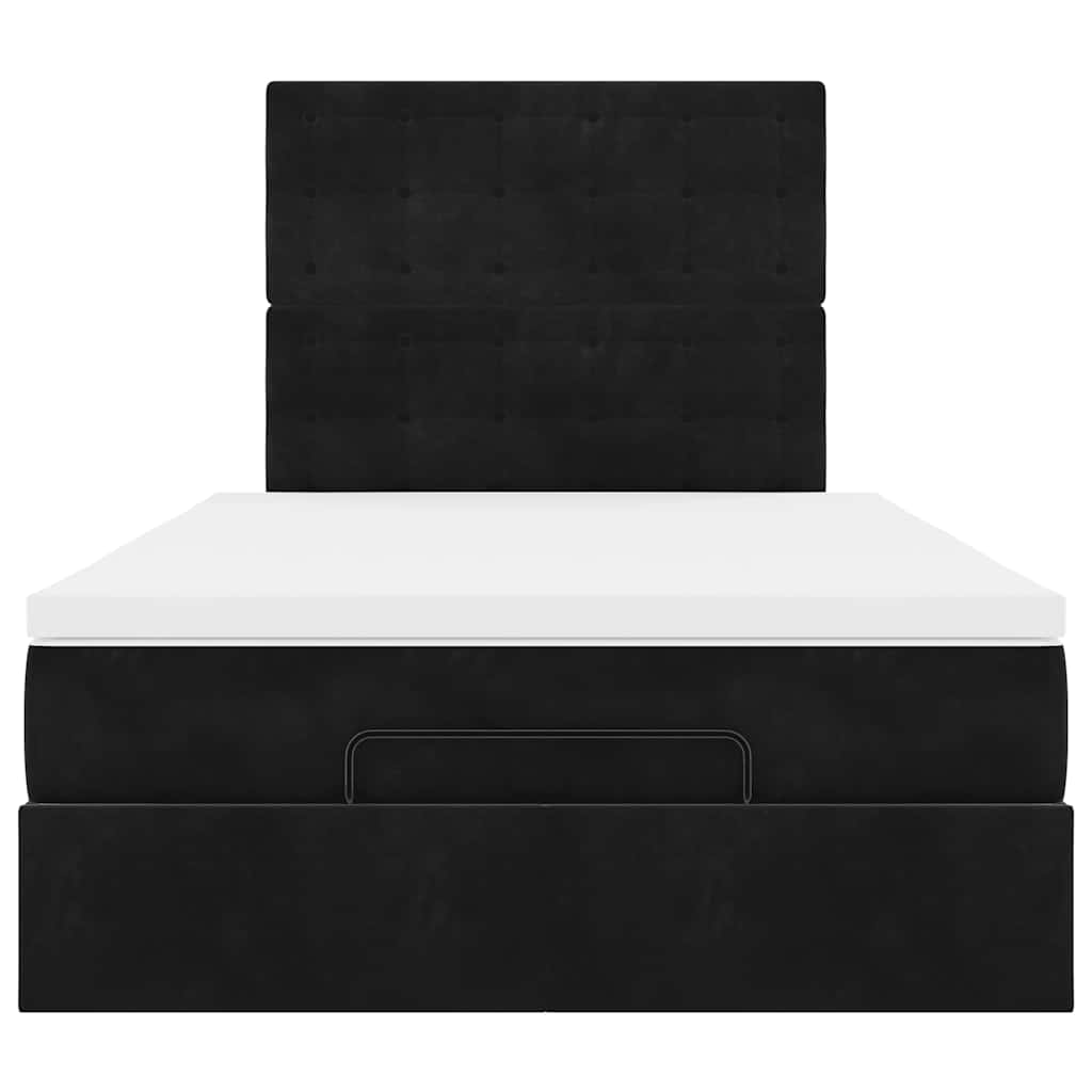Struttura Letto Pouf con Materassi Nero 120x200 cm Velluto - homemem39