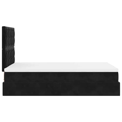 Struttura Letto Pouf con Materassi Nero 120x200 cm Velluto