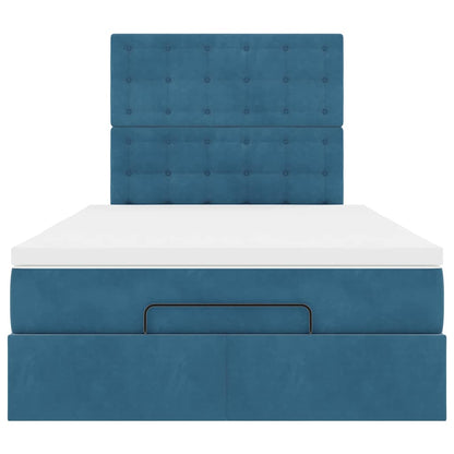 Struttura Letto Pouf con Materassi Blu Scuro 120x200 cm Velluto