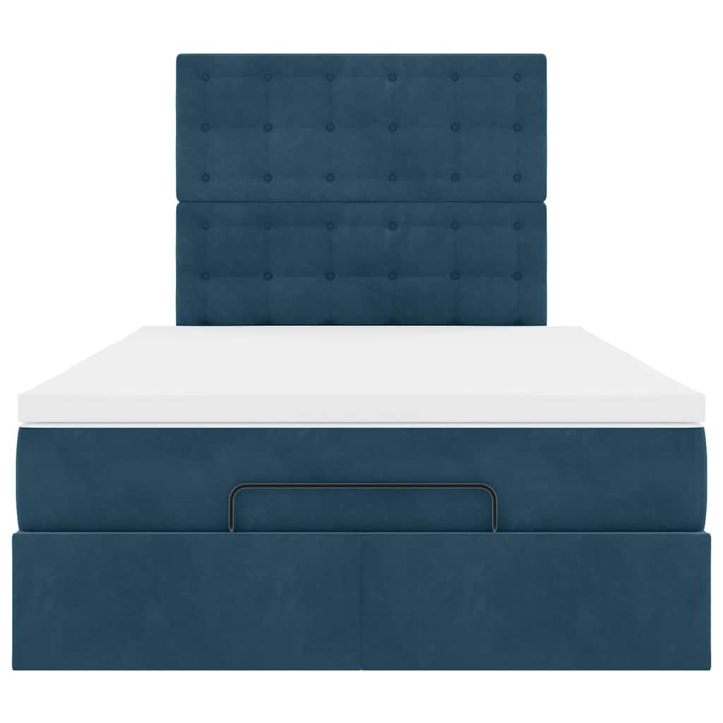 Struttura Letto Pouf con Materassi Blu Scuro 120x200 cm Velluto