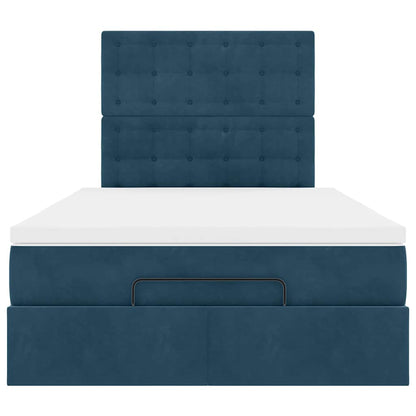 Struttura Letto Pouf con Materassi Blu Scuro 120x200 cm Velluto